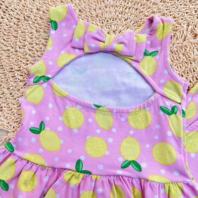 Conj. Regata com Laço e Short Limões - Rosa e Verde 